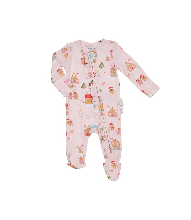 Gingerbread Vintage Pink Ruffle Zipper Footie