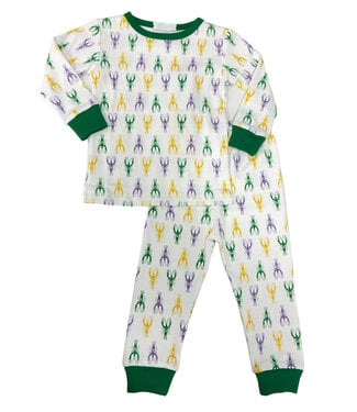 LuLu BeBe Crawfish Mardi Gras Boy 2 pc Pajama