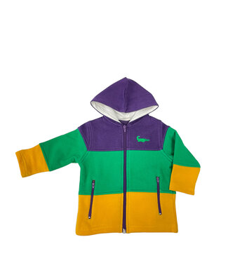 LuLu BeBe Mardi Gras Tricolor Zip-Up Hoodie