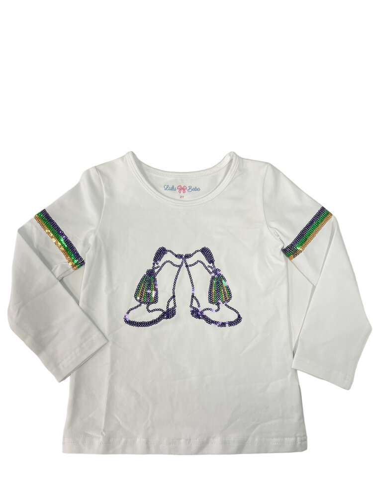 LuLu BeBe Mardi Gras Sequin Boot Tee