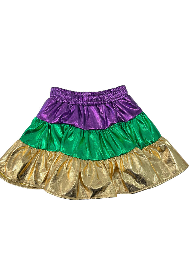 Belle Cher Mardi Gras Metallic Skort
