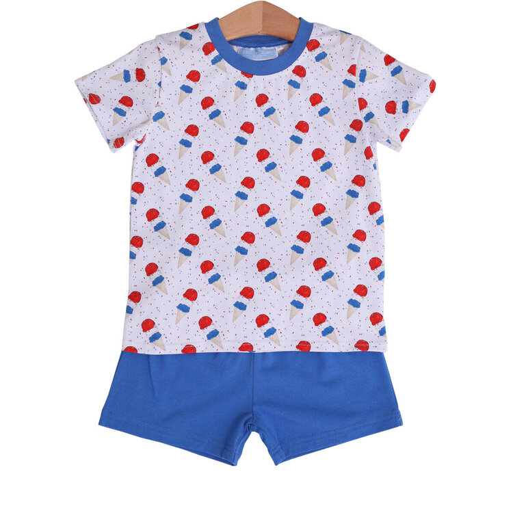 Trotter Street Patriotic Ice Cream Short Set