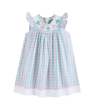 Lil Cactus Turtle Smocked Bishop Dress