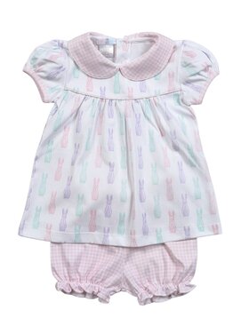 Baby Loren Pink Easter Bunnies Diaper Set