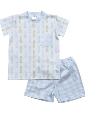 Baby Loren Blue Easter Bunnies Short Set