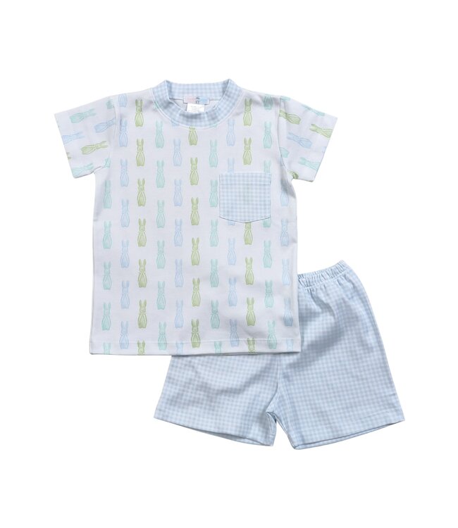 Blue Easter Bunnies Short Set