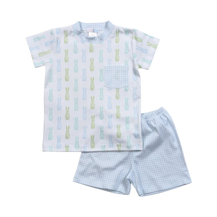 Baby Loren Blue Easter Bunnies Short Set