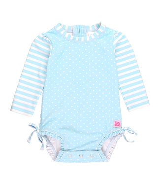 Rufflebutts Tropical Breeze Heart One Piece Rash Guard