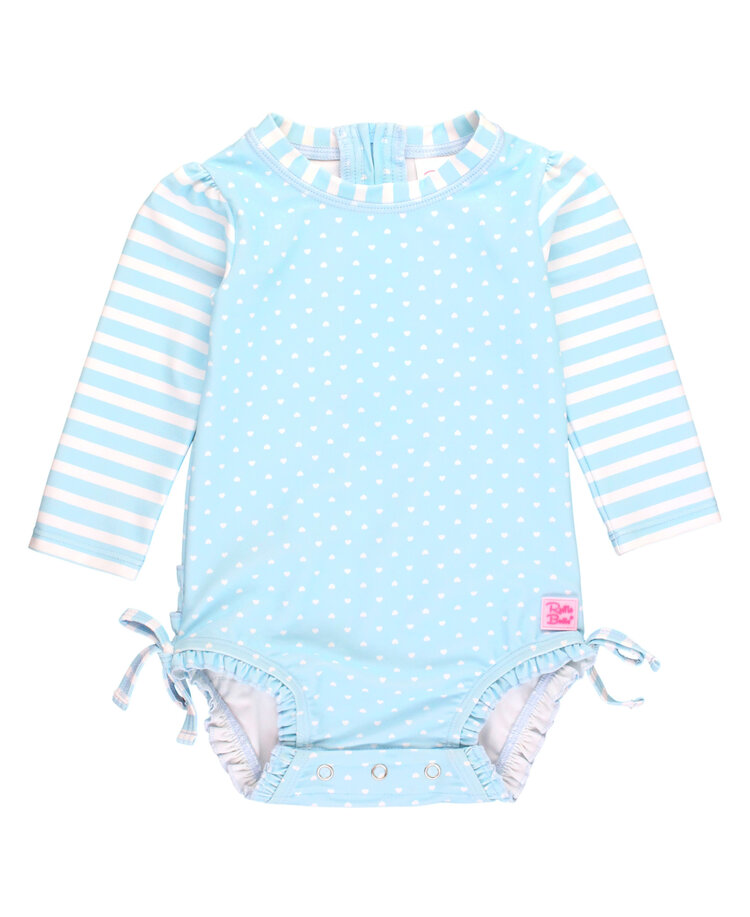 RuffleButts + RuggedButts Tropical Breeze Heart One Piece Rash Guard