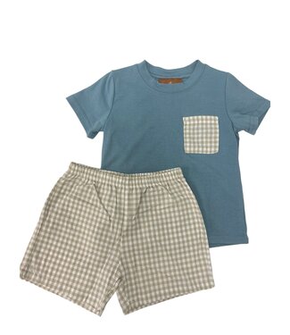 Millie Jay Hudson Short Set - Blue/Khaki Gingham