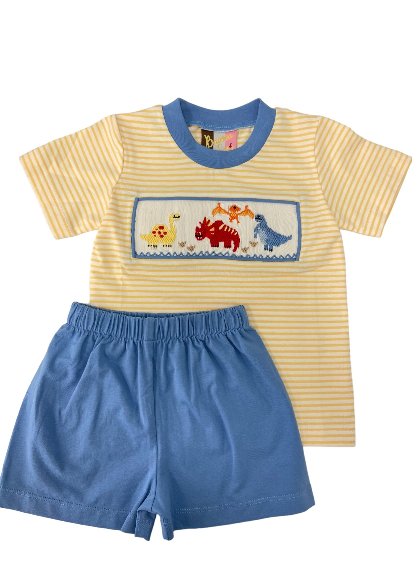 Banana Split Dinosaur Smocked Short Set