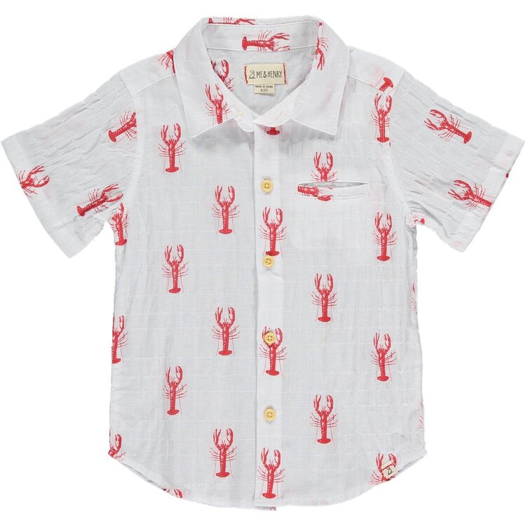 Me & Henry Maui Crawfish Print Woven Shirt