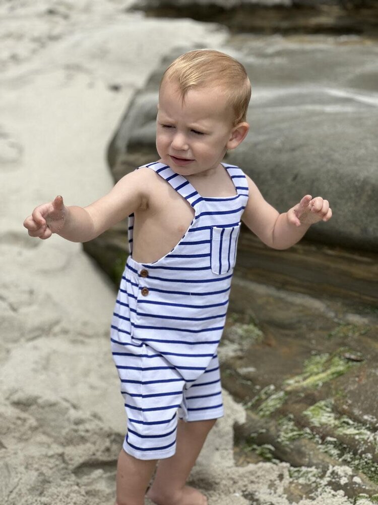 Me & Henry Dandy Royal/White Jersey Overalls