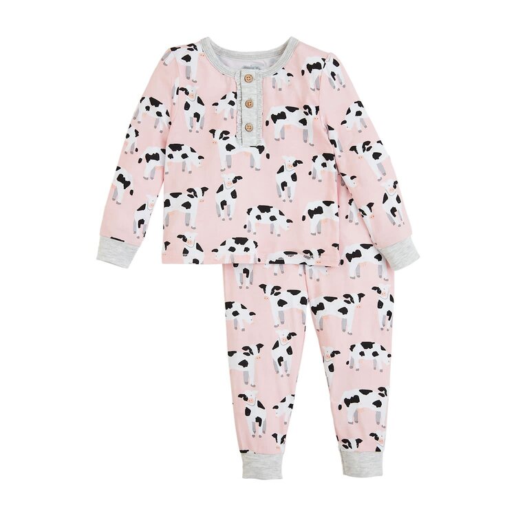 MudPie Pink Cow Pajamas