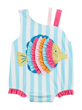 MudPie Glitter Fish Applique One Piece Swim