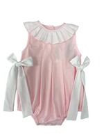 True Pink Pleated Collar Bow Bubble