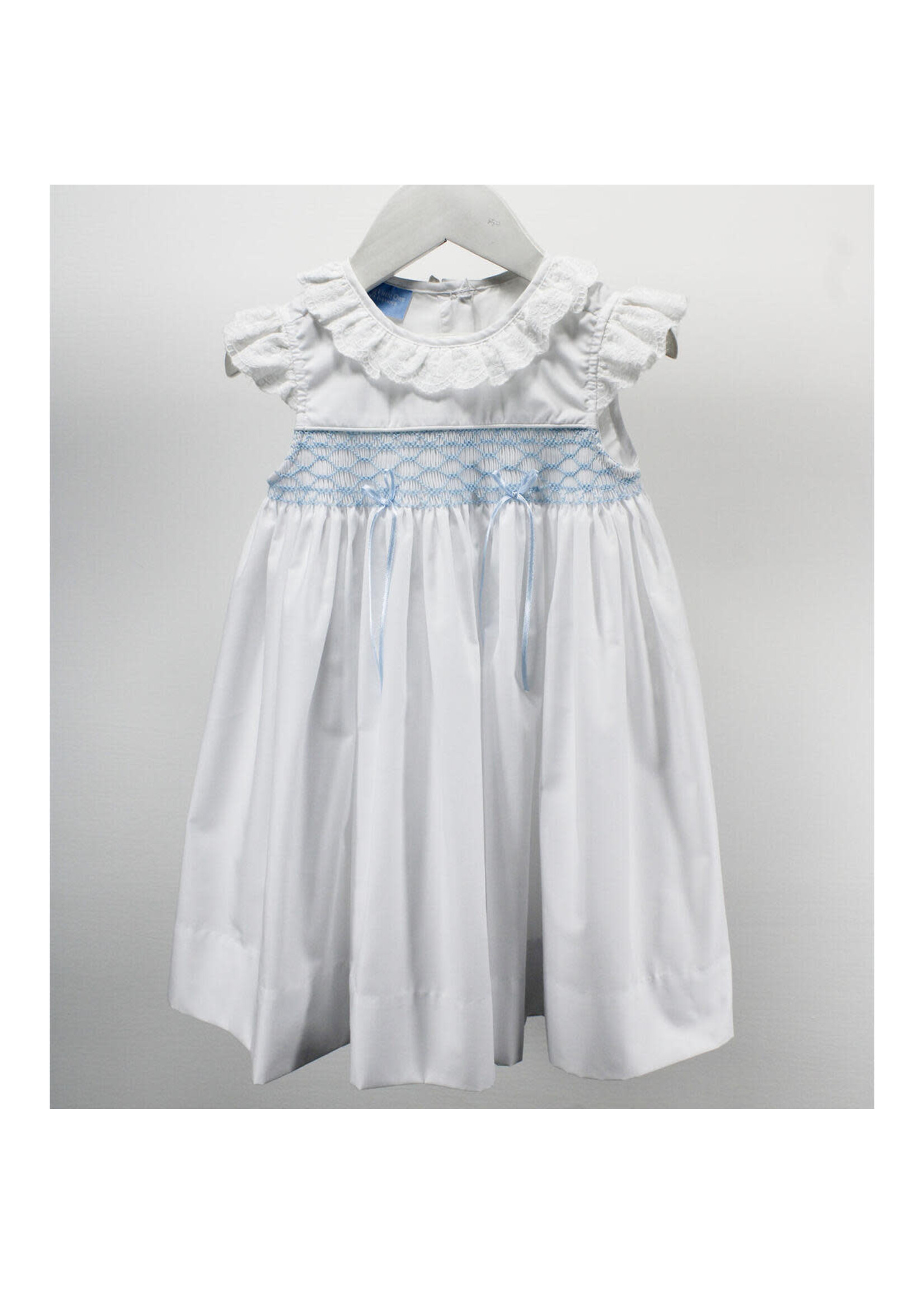 Charming Little One Forever White and Light Blue Lucy Dress