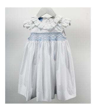 Charming Little One Forever White and Light Blue Lucy Dress