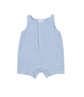 Angel Dear Dusty Blue Solid Muslin Shortie Romper