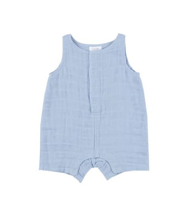 Dusty Blue Solid Muslin Shortie Romper