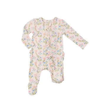 Angel Dear Simple Pretty Floral 2 Way Ruffle Zipper Footie