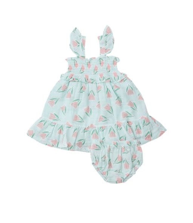 Tulips Smocked Ruffle Sundress & Diaper Cover