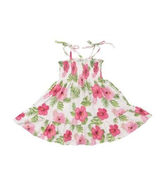 Angel Dear Hibiscus Tie Strap Smocked Sundress