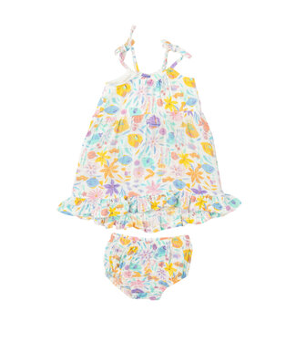 Angel Dear Tropical Fish Floral Twirly Tank Dress w/ Diaper Cover