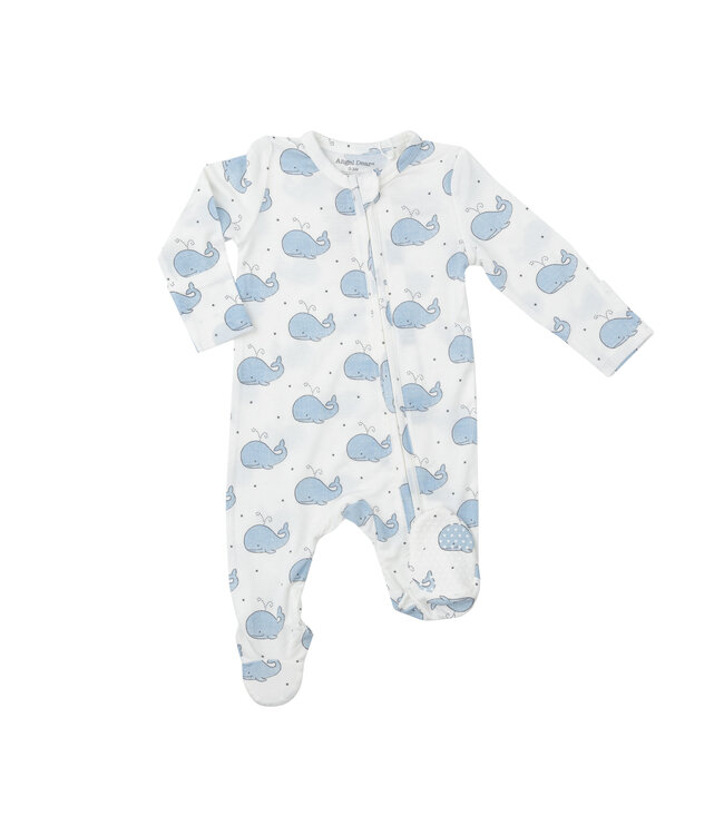 Bubbly Whale Blue 2 Way Zipper Footie