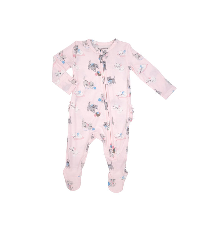 Vintage Kitten 2 Way Zipper Ruffle Footie