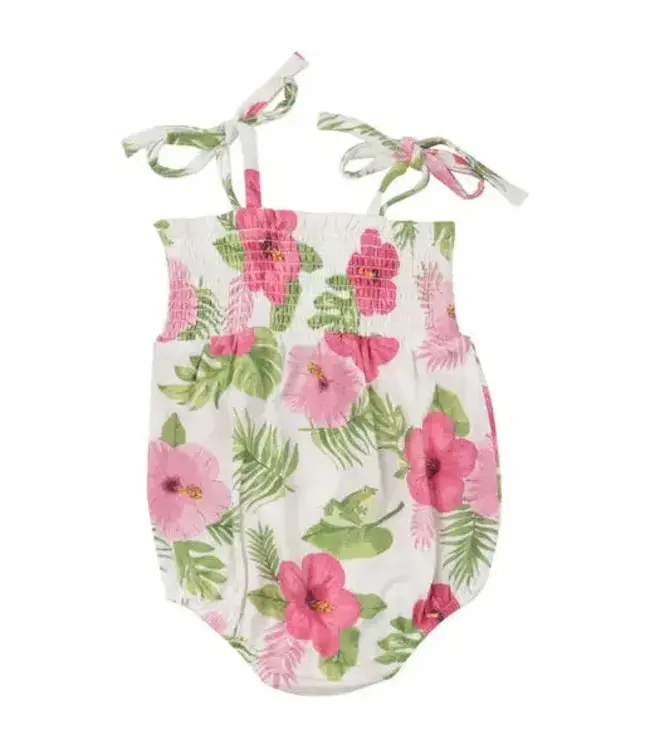 Hibiscus Tie Strap Smocked Bubble