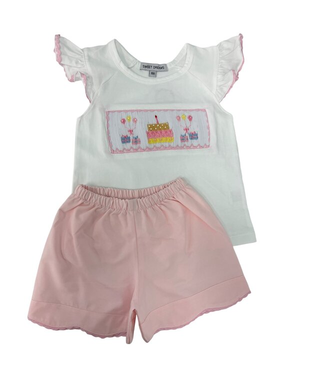 Happy Birthday Smocked Girl Shorts Set