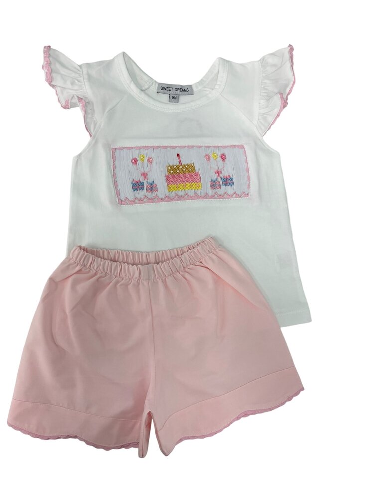 Sweet Dreams Happy Birthday Smocked Girl Shorts Set