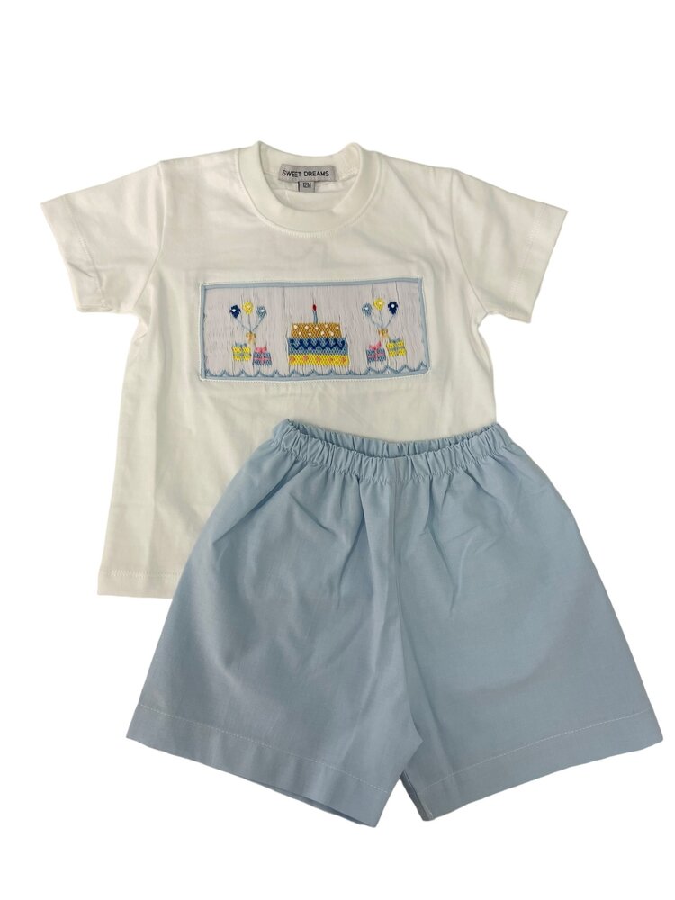 Sweet Dreams Happy Birthday Smocked Boy Short Set