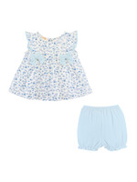 Baby Club Chic Blue Begonias Blouse and Short Set