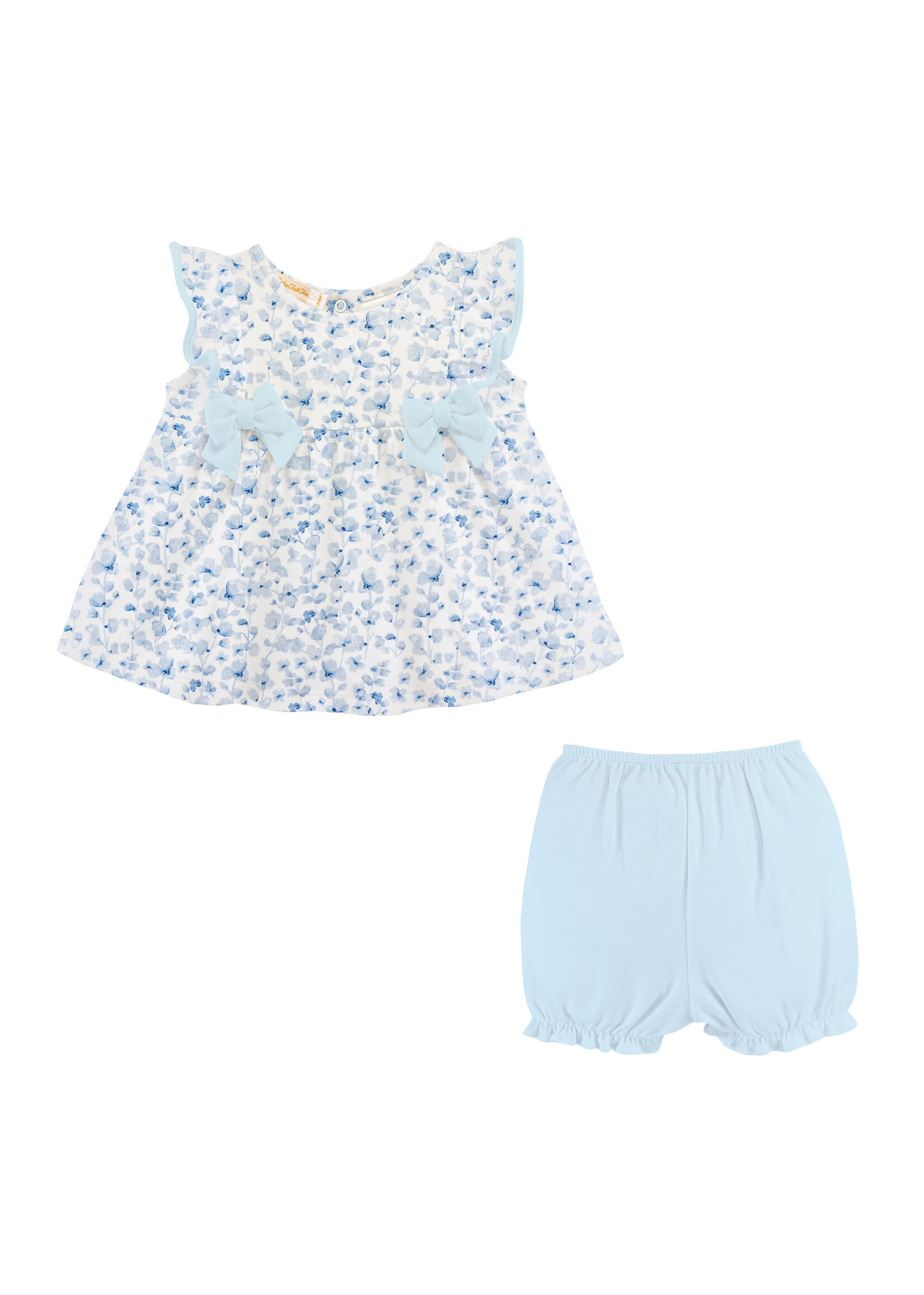 Baby Club Chic Blue Begonias Blouse and Short Set