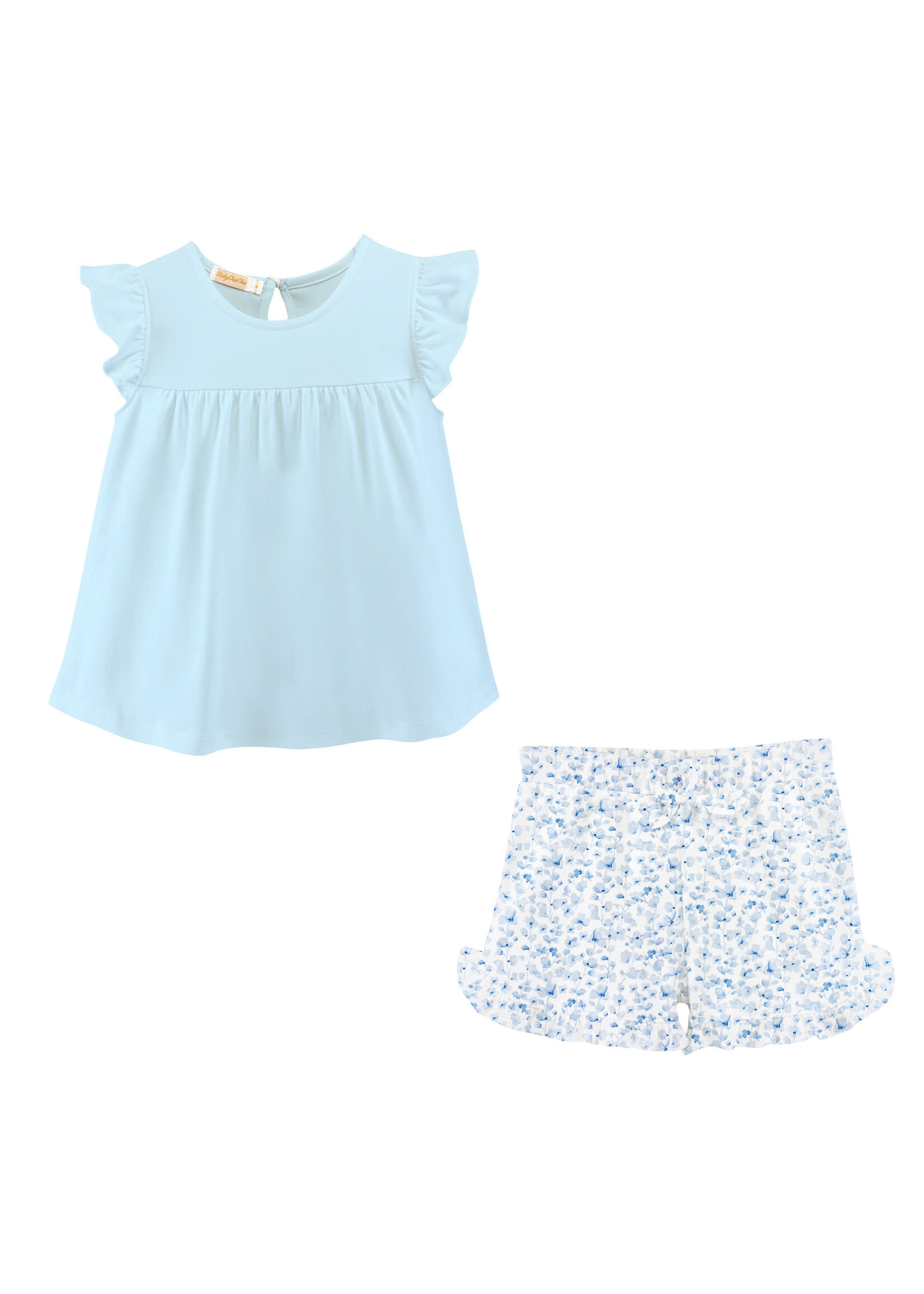 Baby Club Chic Blue Begonias Tee and Short Set