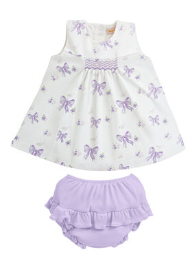 Baby Club Chic Lavender Bows Dress w/ Diaper Cover