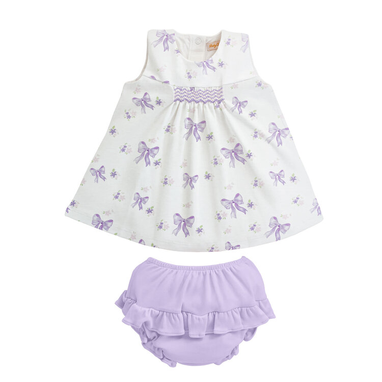 Baby Club Chic Lavender Bows Dress w/ Diaper Cover