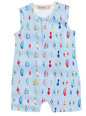 Baby Club Chic Let's Go Fishing Blue Romper