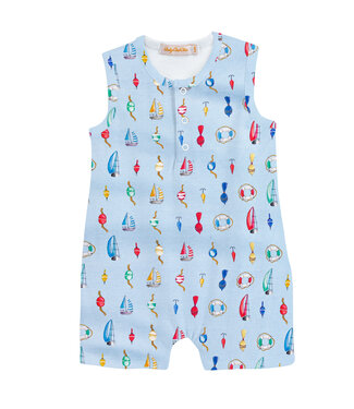 Baby Club Chic Let's Go Fishing Blue Romper