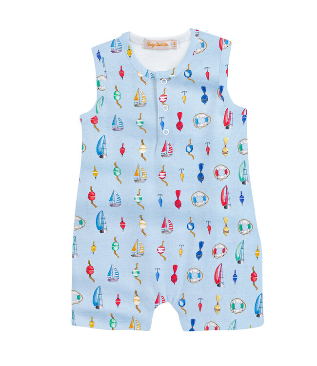 Let's Go Fishing Blue Romper