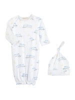 Baby Club Chic Little Train Gown & Hat Set