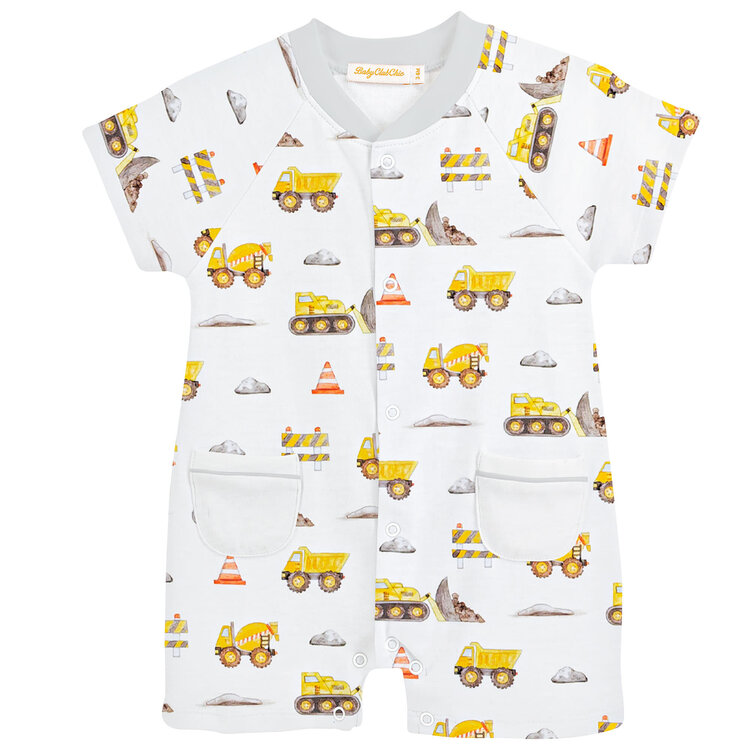 Baby Club Chic Construction Trucks Romper