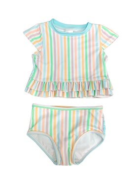 RuffleButts + RuggedButts Pale Rainbow Stripe Bikini