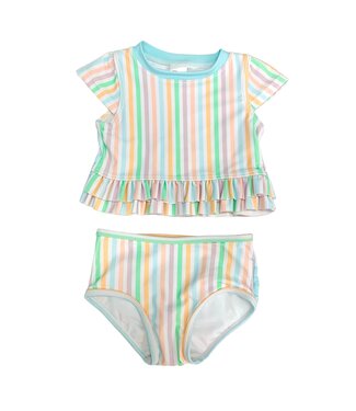 RuffleButts + RuggedButts Pale Rainbow Stripe Bikini