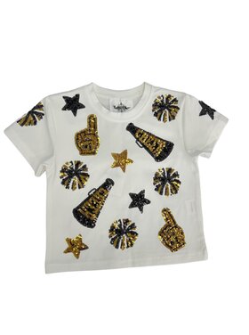 Belle Cher Black and Gold Cheer Shirt