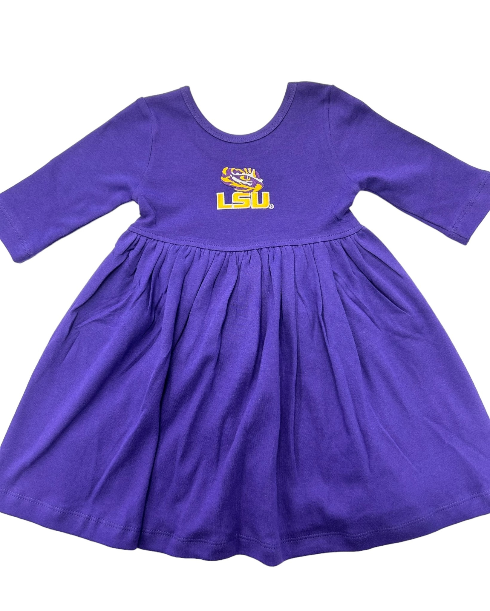 fitted lace wedding dress LSU Tigers Embroidered Purple Gingham Short Sleeve A Line Dress 6 - High Quality Apparels