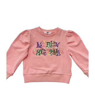 LuLu BeBe Christmas Pastel Pink Sequin Shirt