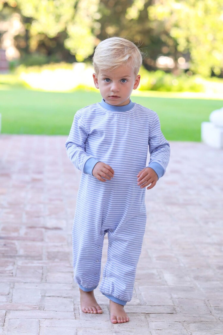 Trotter Street Miller Romper - Steel Blue Stripe